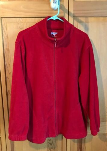 PACER WOMEN 1X Red Full Zip Fleece 100% Polyester