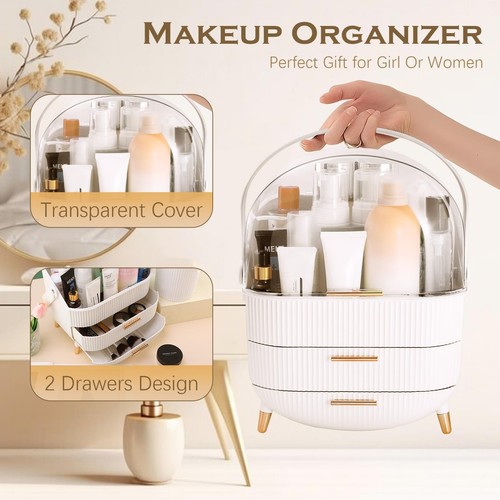 Makeup Storage Cases Organizers Vanity Cosmetics Skincare Lid Drawers Display - Picture 3 of 6