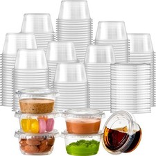 Juego de 100 tazas de salsa Trending de 2 oz con tapas - contenedores de bocadillos virales imprescindibles