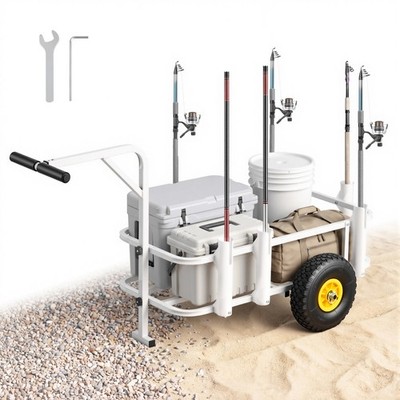 VEVOR Beach Fishing Cart 200 lbs Fishing Cart Wagon Carbon Steel 11 in Tires
