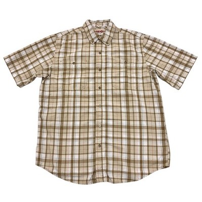 Wrangler Rugged Wear Hemd Herren Large Kariert Beige Hellbraun Kurzarm