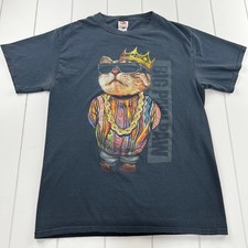 Big Paw Paw Cat Black T-Shirt Hip Hop Crown men  s size Small Y2K