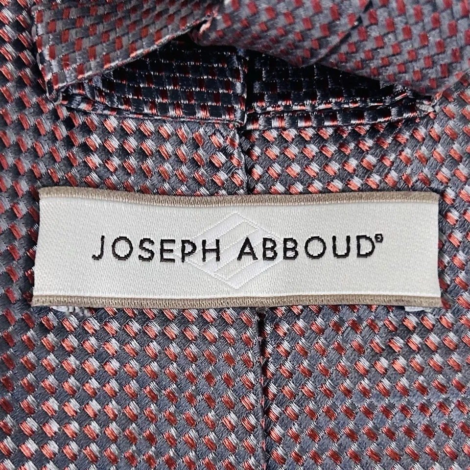 Corbata Joseph Abboud 100 % seda tejido geométrico naranja plata 3/4 x 60 1/2 Foto 3 de 3