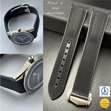 Cinturino orologio Omega Seamaster 300 Heritage con chiusura deployante 21mm nero blu