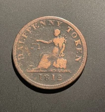 1812 Half Penny Token Lower Canada Quebec Lot 1B