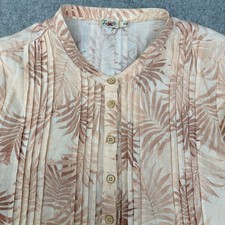 Faherty Gemina Linen Peach Palms Linen Pintuck Sundress Medium Relaxed Pockets