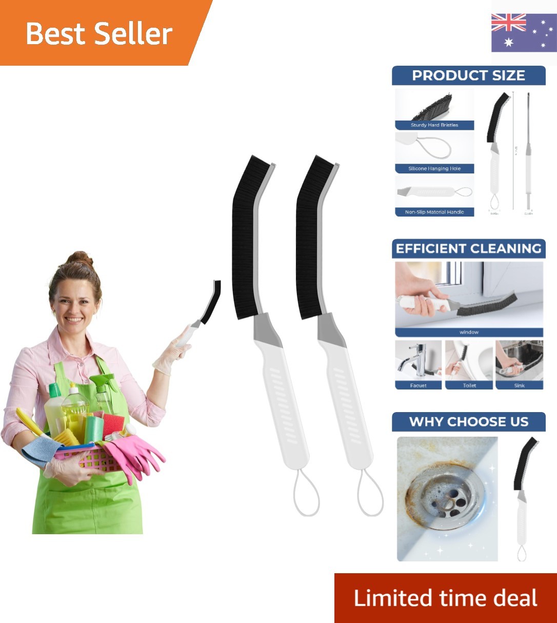 Durable Multi-Purpose Gap Scrub Tool - Effortless Cleaning for Every Surface