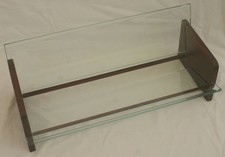 VINTAGE TABLE TOP BOOKSHELF / TROUGH   WOOD w/ GLASS - MID CENTURY