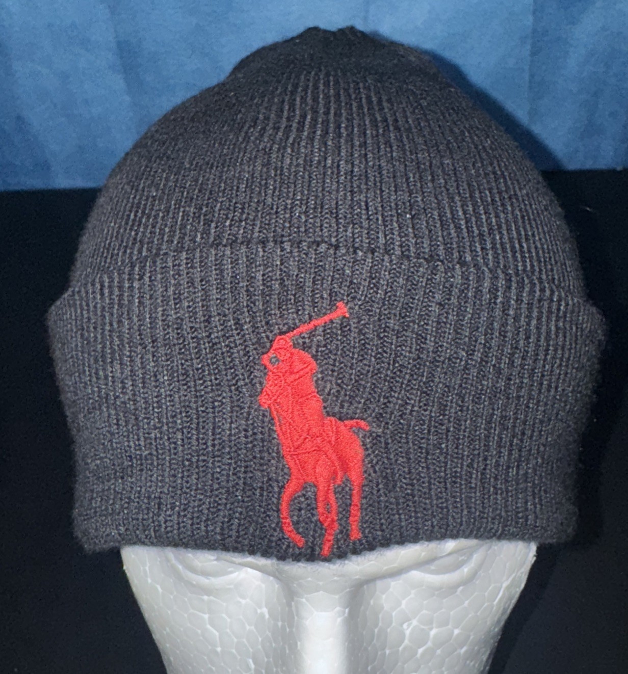 Polo Ralph Lauren Uomo OS Berretto Nero Classico Elasticizzato Ricamato Big Pony