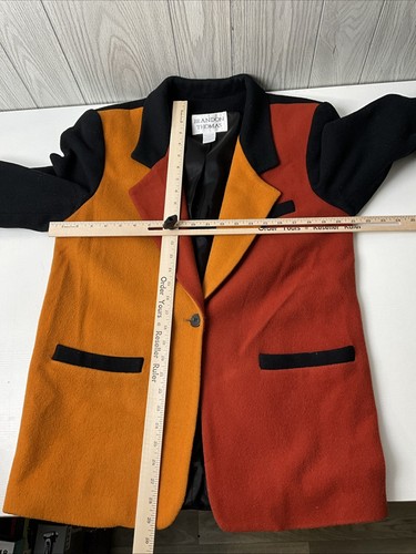 Brandon Thomas Jacket Blazer Sz M Vtg 90's Color Block Wool Blend Oversize - Picture 7 of 11