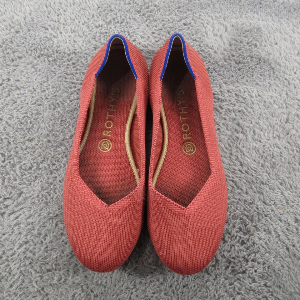 Rothy's The Flat Shoes Womens Size 8.5 Coral Red Knit Washable Ballet Recycled - Image 3 of 4