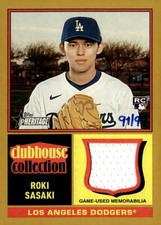 2025 Topps Heritage Clubhouse Collection Relics Gold #CCRRS Roki Sasaki HN /99