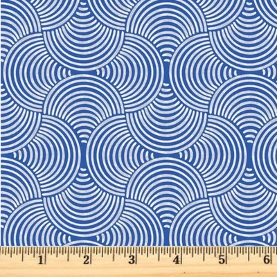 Porcelaina Blue Ripples Cotton Quilt Fabric Sale 5508BW By the half yard