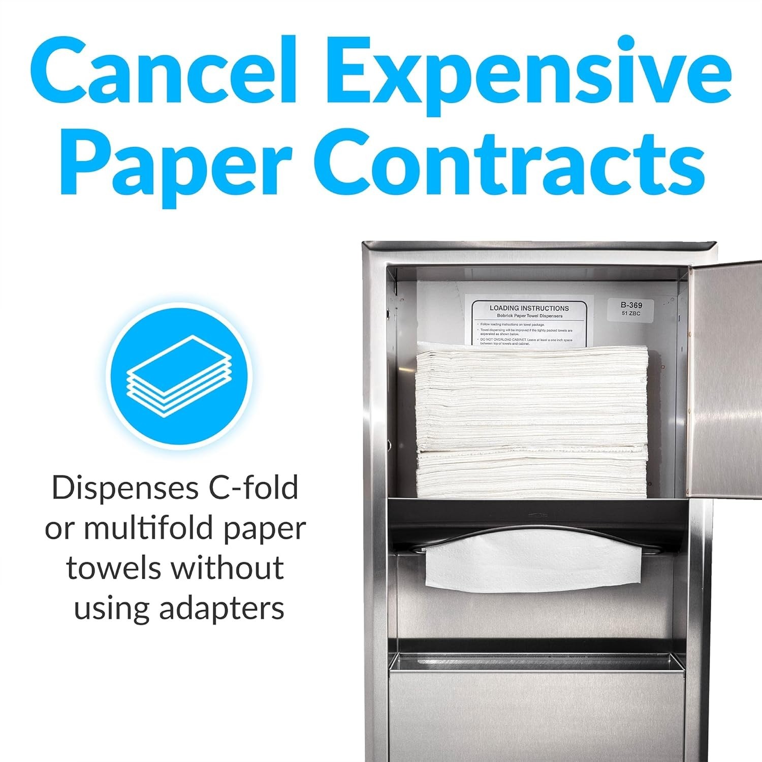 BOBRICK 369 ClassicSeries Stainless Steel Recessed Paper Towel Dispenser