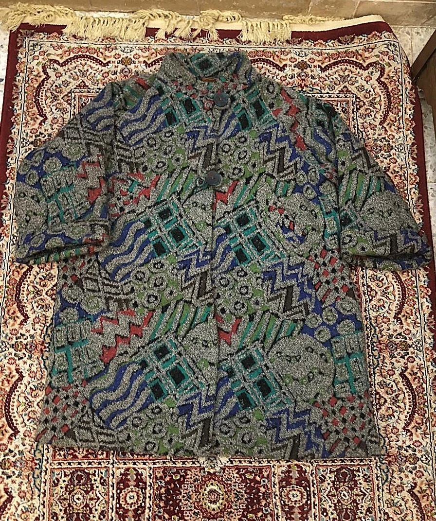 Vintage Missoni Geometric Over Coat Poncho Wool Alpaca Luxury Designer Italy