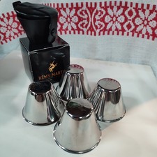 Remy Martin Stainless Steel Cups x 4 In Leather Case Boxed New 1oz Stacking 