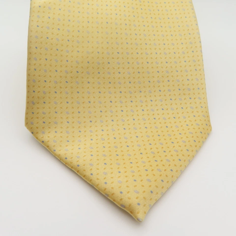 Corbata Bill Blass seda amarillo azul lunares 4" ancho 60" largo Foto 2 de 4