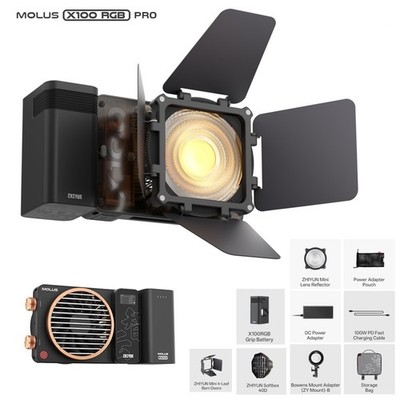 Zhiyun Molus X100 RGB Pro RGB 100W LED-Videoleuchte V2 verbesserter Griffakku
