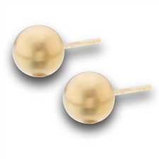 Brushed 7mm Ball Stud Gold Plated Basic Plain Classic Stud Earrings