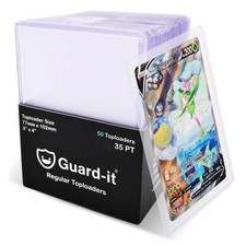 Guard-it 50 Pack Clear Toploaders &ndash; Thick Rigid Hard Card 50 Pack, Purple