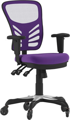 Ergonomic Purple Mesh Executive Office Chair with Adjustable Arms & Wheels