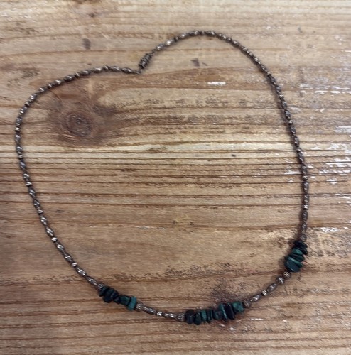 Vintage Silver Tone Green Malachite Beaded Choker Collar Statement Necklace - Picture 3 of 3