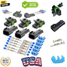 3-Pack 2-PIN 30Amp Metri-Pack Waterproof Connector Terminals and Seals 12-10awg