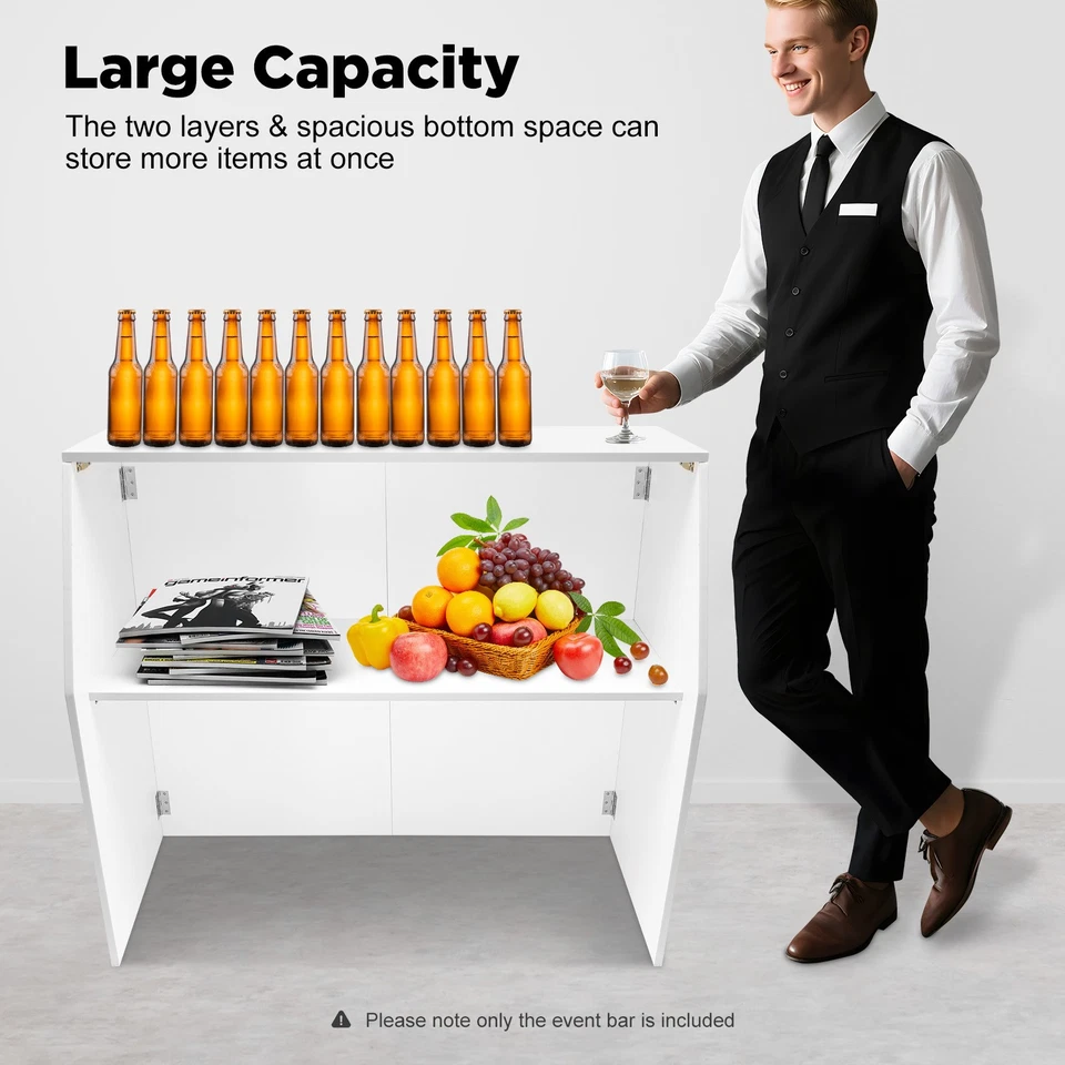 Gabinete portátil moderno blanco para fiesta barra de eventos 121,29*49,53*108,59 cm Foto 4 de 4