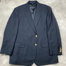 Brooks Brothers Brooksease Blazer Men 46 Navy Blue Wool Gold Buttons USA Classic