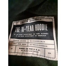 Flint and Tinder 10-year Hoodie Men's 3XL Green Full Zip Made in the USA (1374)