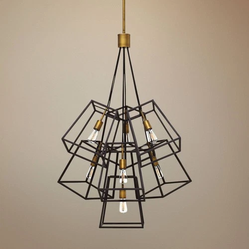 Hinkley Fulton 27 3/4"W Bronze Cage Multi-Light Pendant - Picture 1 of 3