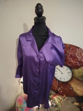 Sostanza Night Shirt XL Deep Purple Below Knees Long Sleeve Silky Soft