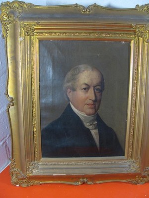 Biedermeier Ölgemälde um 1850 verso bezeichnet Consul Starkloff  Bremen (E 325)