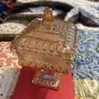 Vintage Jeanette Glass Wedding Cake Box Marigold