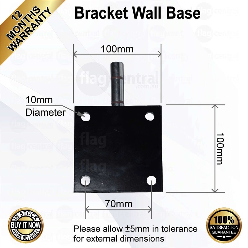 A - Bracket Wall Flag Base - Painted Black Steel - Double Ball Bearings - Heavy-Duty - 2