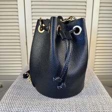 NWT Diva's Luxury Italian Designer Black Pebbled Leather Bucket Handbag Purse 4