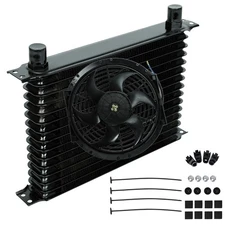 Universal 10 Inch Cooling Radiator Fan +15 Row Aluminum Transmission Oil Cooler