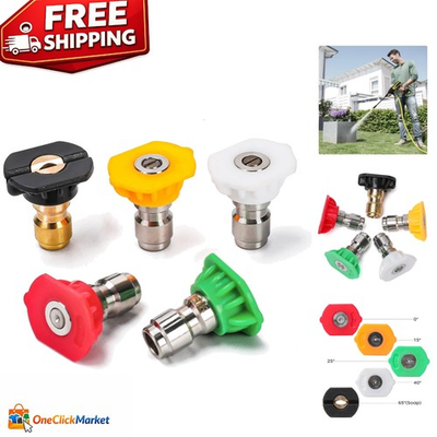 #ad High Efficiency Pressure Washer Nozzle Set 5 Quick Connect Tips for All Tasks $12.99