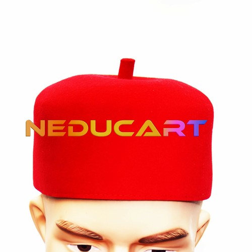 Red Wool Felt Igbo Cap African Fez Kufi Hat Traditional Chieftaincy Men Ozo UK - Picture 4 of 7