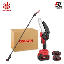 Cordless Pole Saw 8"/6" Mini Chainsaw 2-in-1 Tree Trimming Extension W/ Battery