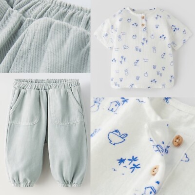 NWT Zara Baby Boy Muslin Tee Shirt Joggers Pants Boho Nautical Crew 1-3m LOT