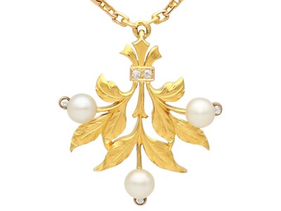 Antique Pearl Diamond and 21k Yellow Gold Pendant Circa 1890 | eBay
