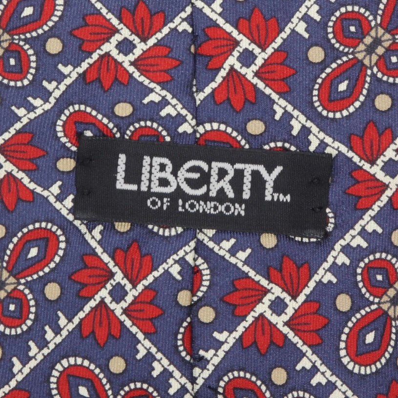 Corbata Liberty of London azul rojo floral mosaico retazos de seda para hombre Foto 4 de 4