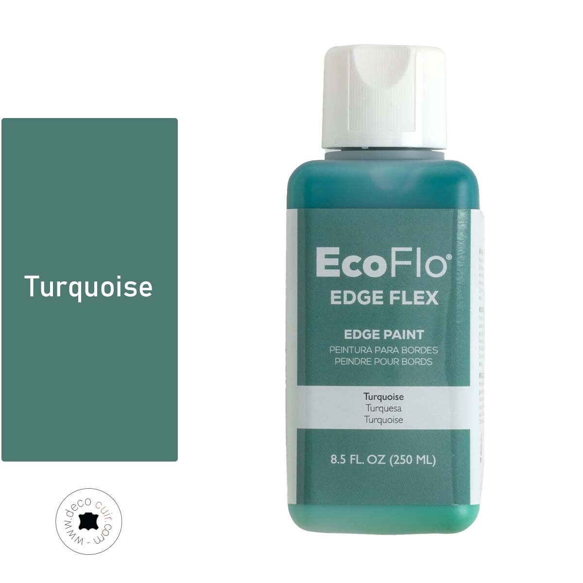 Peinture de tranche cuir Eco-Flo Edgeflex turquoise en flacon de 250ml