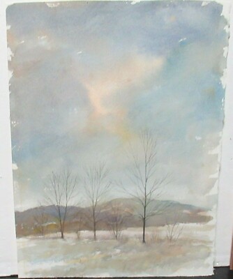 GRANT DOLGE ORIGINAL WATERCOLOR MOUNTAIN TREE 