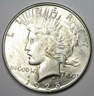 1928-S Peace Silver Dollar $1 - Choice AU / UNC MS - Nice Luster - Rare Date!