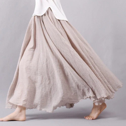 Women Summer Skirt Cotton Blend Long Skirts Elastic Waist Boho Maxi Skirts Size - Picture 3 of 32