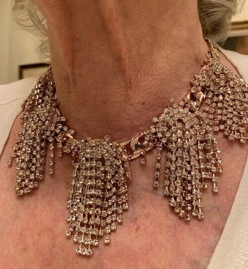 Rose gold rhinestone necklace cheap