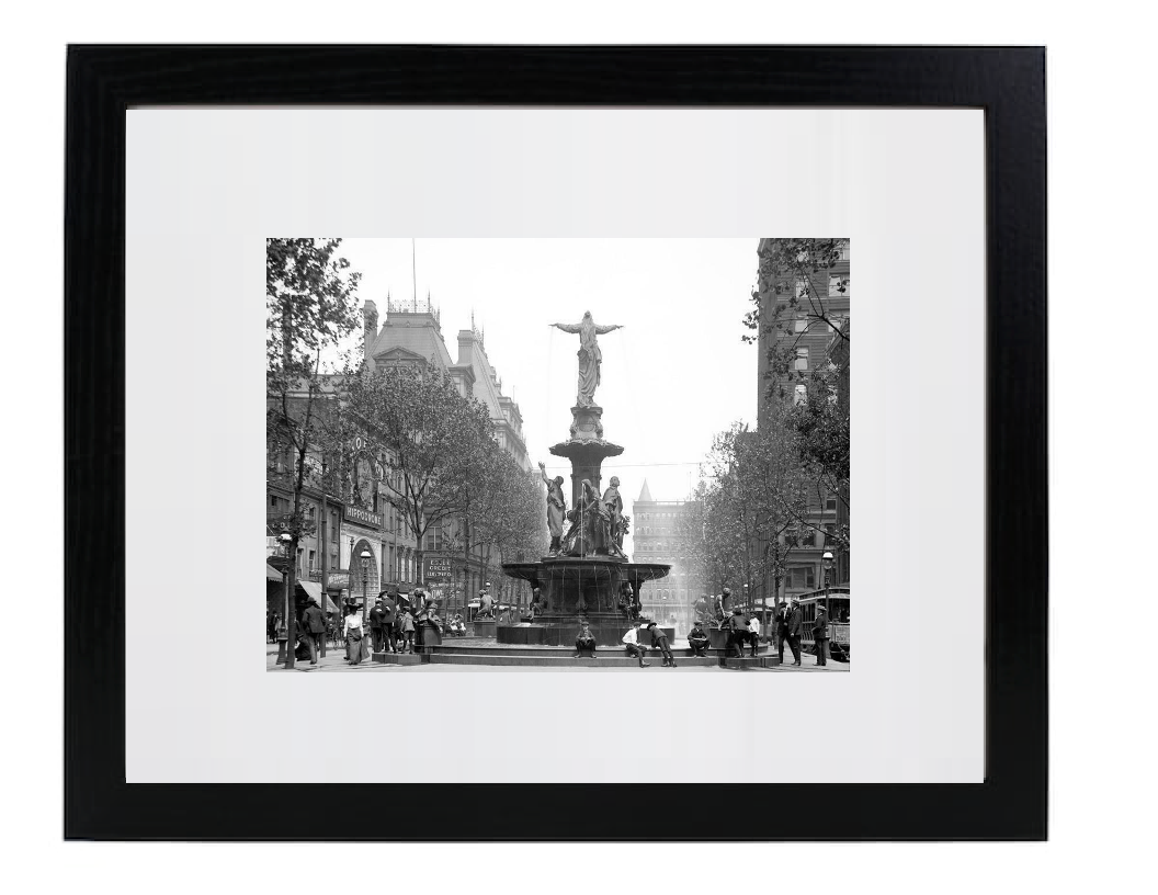 1906 Fountain Square Cincinnati Ohio History Retro Matted & Framed