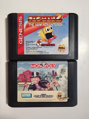 Monopoly And Pac-Man 2 The New Adventures For The Sega Genesis, Authentic,...